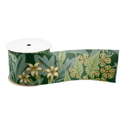 ジャスミンフラワーヴィンテージオーナメントイラストレーション サテンリボン (リール)