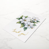 ジャスミンフラワー「ありがとう！」 編集可能 箔シーズンカード (回転した状態)