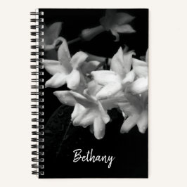 ジャスミン白黒花写真 ノートブック