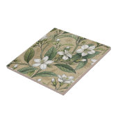 ジャスミン花ヴィンテージ植物性ベージュシームレス タイル (側面)