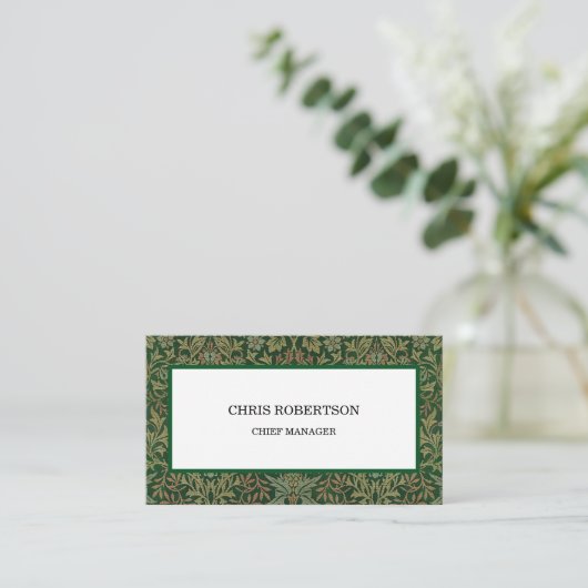 ジャスミン花柄グリーンホワイトフラワーガーデン 名刺 (スタンド正面)