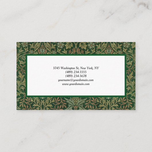 ジャスミン花柄グリーンホワイトフラワーガーデン 名刺 (裏面)