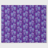 ジャスミン開花ヴィンテージ花花柄パープル ラッピングペーパー (フラット)