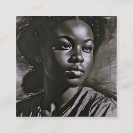 「ジャスミン」チャコールで描かれた女性 スクエア名刺