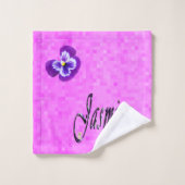 ジャスミン、紫のパンジーと女の子の名前。 バスタオルセット (ウォッシュタオル)