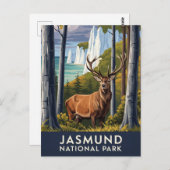 ジャスムント国立公園の鹿ドイツ旅行 ポストカード (正面/裏面)