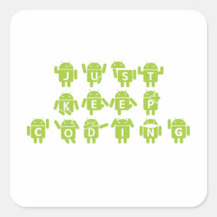 ジャス保トコーディング(Bug Droid Lettersフォント) スクエアシール