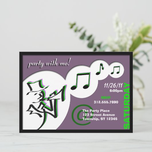 ジャズのパーティーは私と一緒に!パーティの招待状 招待状 (スタンド正面)