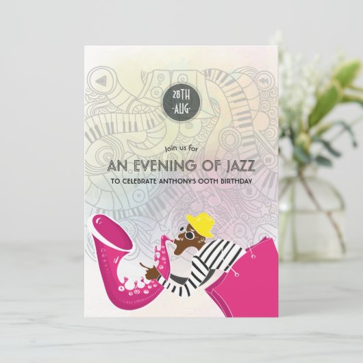 ジャズの夕べ任意の大事な行事パーティの招待状 招待状 (スタンド正面)