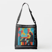 ジャズは人生ピアニストの油彩画カスタマイズ クロスボディバッグ (裏面)