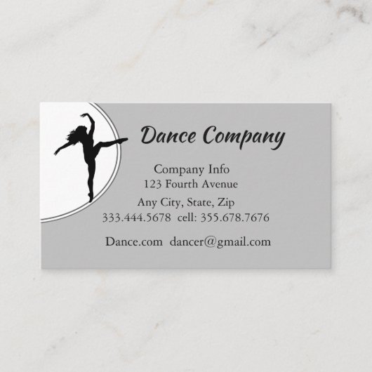 ジャズまたはバレエ踊りスタジオ 名刺 (正面)