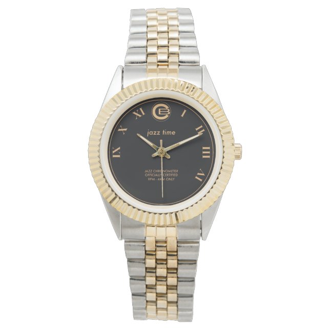 ジャズウォッチ – ブラックダイヤル 腕時計 (正面)