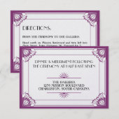 ジャズエイジのパープルアートデコウェディングレセプション エンクロージャーカード (正面/裏面)