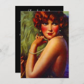 ジャズエイジのパールと羽毛のフラッパー招待状 招待状 (正面/裏面)