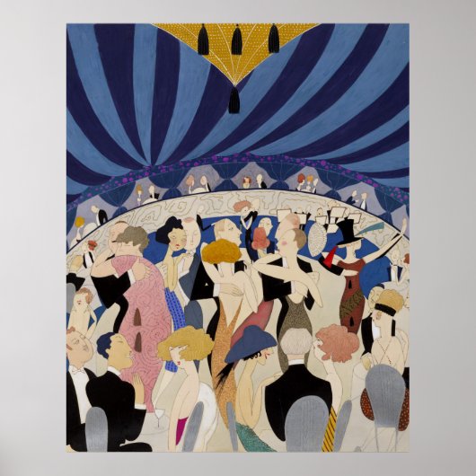 ジャズエイジアールデコ踊りカップルのダンスホールアート ポスター (正面)