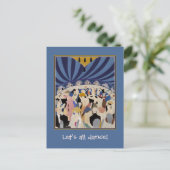 ジャズエイジアールデコ踊りカップルのダンスホールアート ポストカード (スタンド正面)