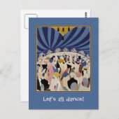 ジャズエイジアールデコ踊りカップルのダンスホールアート ポストカード (正面/裏面)