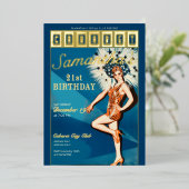 ジャズエイジフラッパーカバレーパリグラムバースデーパーティー 箔招待状 (立ち正面)