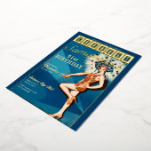 ジャズエイジフラッパーカバレーパリグラムバースデーパーティー 箔招待状 (回転した状態)