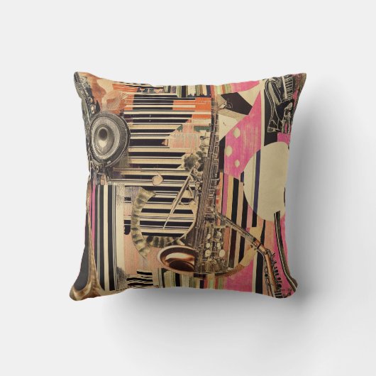 ジャズエイジミュージシャン1920年代ダダイストスタイル クッション (裏面)