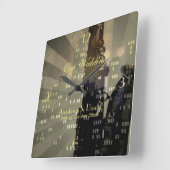 ジャズエイジングサクソフォンシティスカイライン結婚の贈り物 スクエア壁時計 (傾斜)