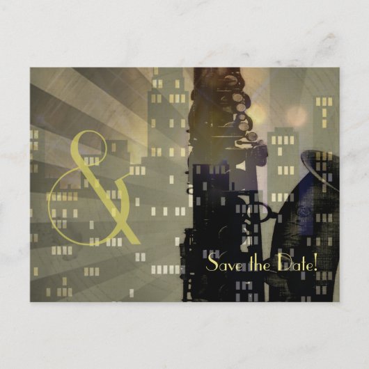 ジャズエイジングサクソフォンシティスカイライン結婚ズセット 案内ポストカード (正面)