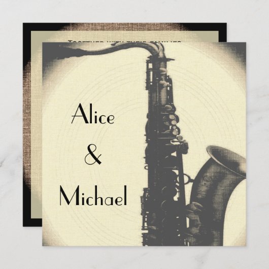 ジャズエイジ結婚式招待状アールデコスタイル 招待状 (正面/裏面)