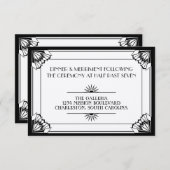 ジャズエイジ ブラック アートデコ ウェディング レセプション 招待状 (正面/裏面)