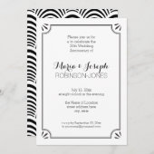 ジャズエレガントエイジ黒白結婚記念日 招待状 (正面/裏面)