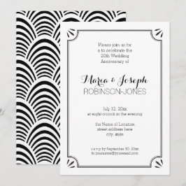 ジャズエレガントエイジ黒白結婚記念日 招待状