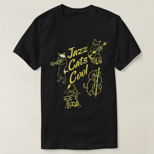 ジャズカッコいいネコ音楽 Tシャツ (デザイン正面)