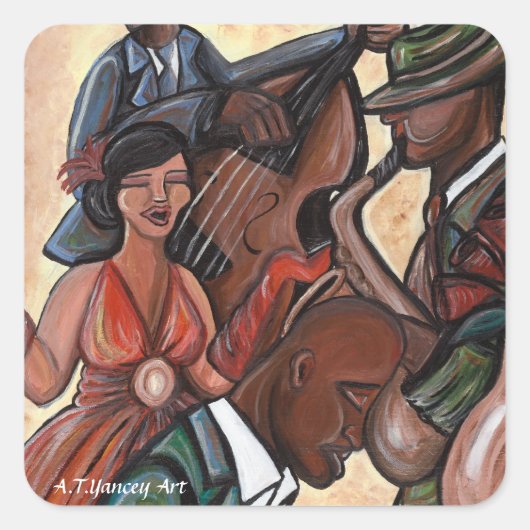 ジャズカルテットステッカー スクエアシール (正面)