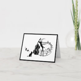 ジャズキャッツ | Double Bass折り畳みノートカード ノートカード