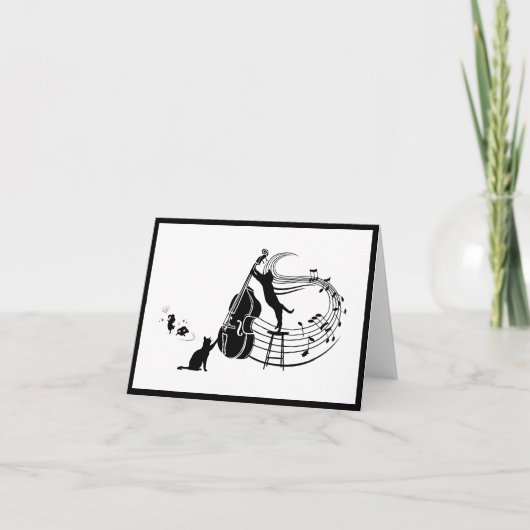 ジャズキャッツ | Double Bass折り畳みノートカード ノートカード (正面)