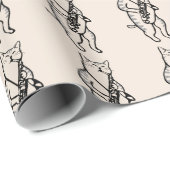 ジャズキャットサクソフォンクリスマスラッピング紙 ラッピングペーパー (ロールコーナー)