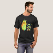 ジャズキャット遊ラッパ子猫ミュージシャン Tシャツ (正面フル)