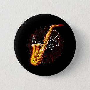 ジャズクールズミュージックノート用サクソフォンミュージシャンSax 缶バッジ