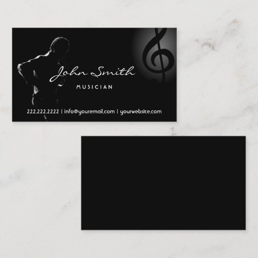 ジャズサキソフォン音楽エレガントクレフ、 音符記号ミュージカル 名刺 (正面/裏面)