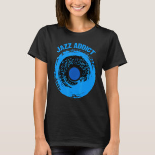 ジャズサキソフォーンミュージックシートノートブルーシェードジャズ Tシャツ