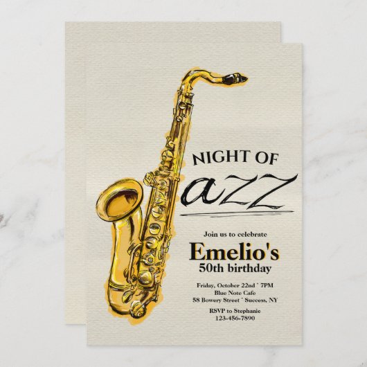 ジャズサクソフォン招待状 招待状 (正面/裏面)