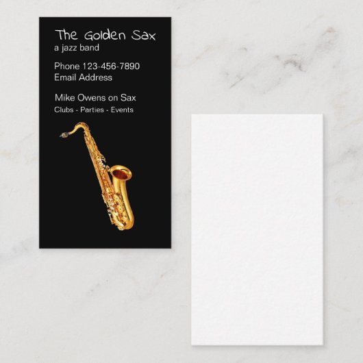 ジャズサクソフォーンのテーマ 名刺 (正面/裏面)