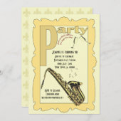 ジャズサクソフォーンのパーティの招待状 招待状 (正面/裏面)