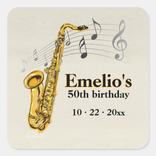 ジャズサクソフォーンステッカー スクエアシール (正面)