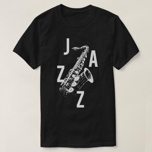ジャズサックスのロゴ Tシャツ (デザイン正面)