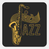 ジャズサックス奏者の贈り物 スクエアシール (正面)