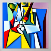 ジャズサックス奏者 キュービスト・アートby Kubilay An ポスター (正面)