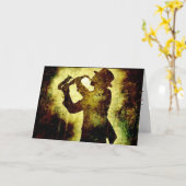 ジャズサックス0電話誕生日カード カード (黄色い花)