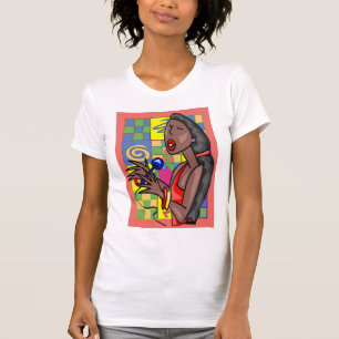 ジャズシンガーの抽象芸術背景 Tシャツ
