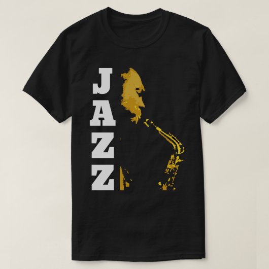 ジャズジャズ音楽サクソフォーンサックス音楽家音楽 Tシャツ (デザイン正面)