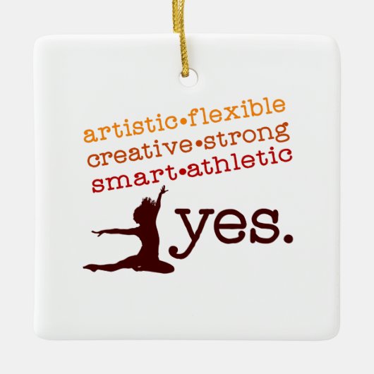 ジャズダンサーの芸術的で創造的な正方形 セラミックオーナメント (正面)